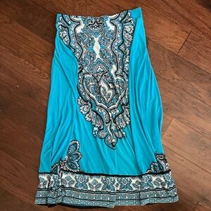 INC International Concepts Turquoise and Black Paisley Skirt